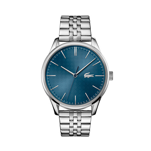 Mens Vienna Silver-Tone Stainless Steel Watch, Blue Dial