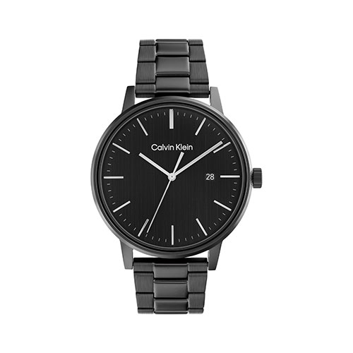 Mens Quartz Black Ion-Plated Stainless Steel Watch, Black Dial