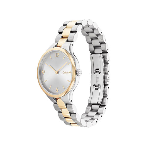 Ladies' Linked Silver & Gold-Tone Stainless Steel Watch, Silver Dial