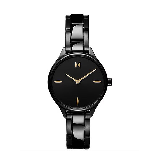 Ladies Reina Black Ion-Plated Stainless Steel Watch, Black Dial
