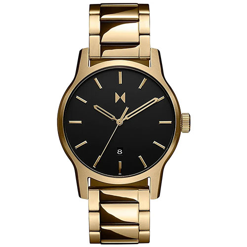 Mens Classic II Lion Gold Stainless Steel Watch, Black Dial