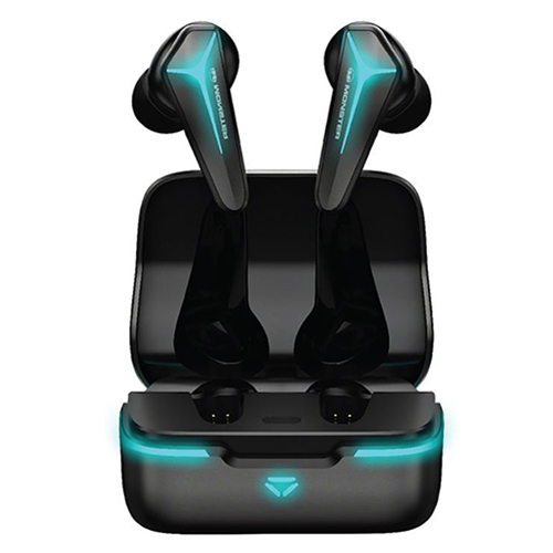 Mission V1 True Wireless Low Latency Gaming Earbuds, Black/Blue LED