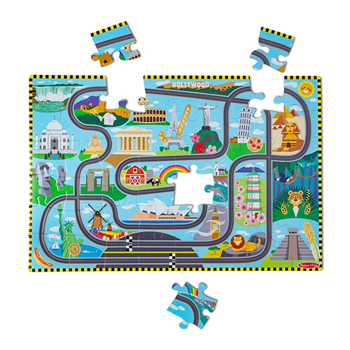 Race Around the World Tracks Floor Puzzle, Ages 3+ Years
