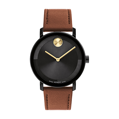 Men's Bold Evolution 2.0 Black & Cognac Leather Strap Watch, Black Dial