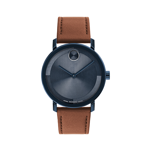 Men's Bold Evolution 2.0 Navy & Cognac Leather Strap Watch, Navy Dial