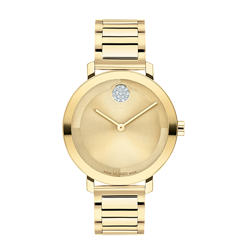 Ladies' Bold Evolution 2.0 Gold-Tone SS Watch w/ Crystal Dot, Gold Dial