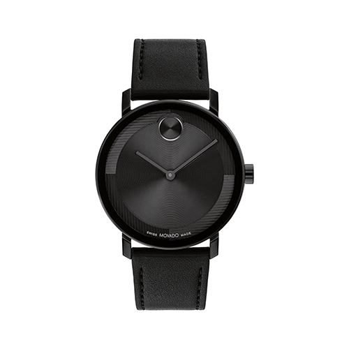Men's Bold Evolution 2.0 Black Leather Strap Watch, Black Dial