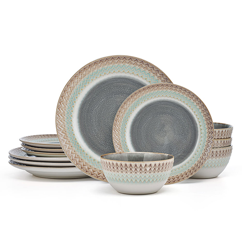 Kenney Gray 12pc Stoneware Dinnerware Set