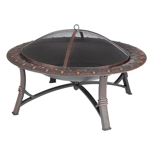 Roman Round Steel Fire Pit, Brushed Bronze