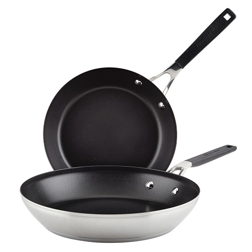 Stainless Steel 2pc Nonstick Fry Pan Set