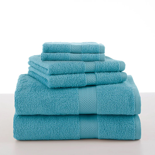 Ringspun 6pc Towel Set Plus Cotton Bath Rug, Midnight Blue