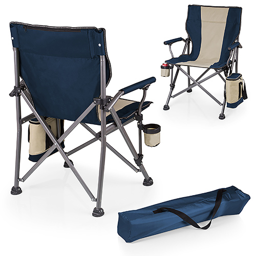 Outlander Folding Camp Chair w/ Cooler, Navy Blue