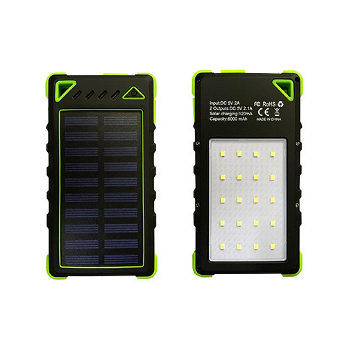 Solar Powered 8000mAh Power Bank w/ Flashlight