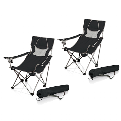 Campsite Camp Chair, Black w/ Gray Accents - Set of 2