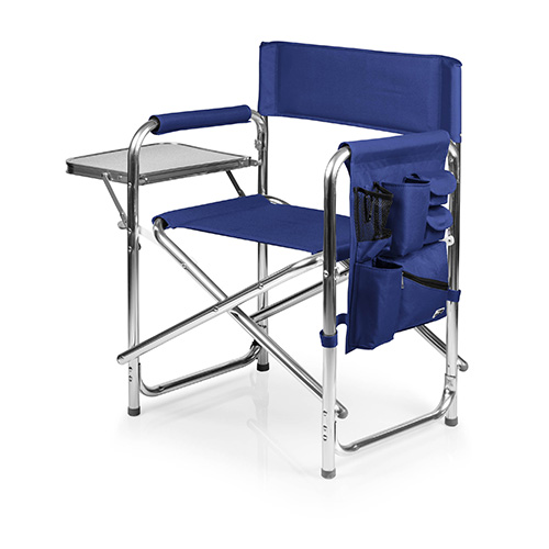 Folding Sports Chair w/ Side Table, Navy