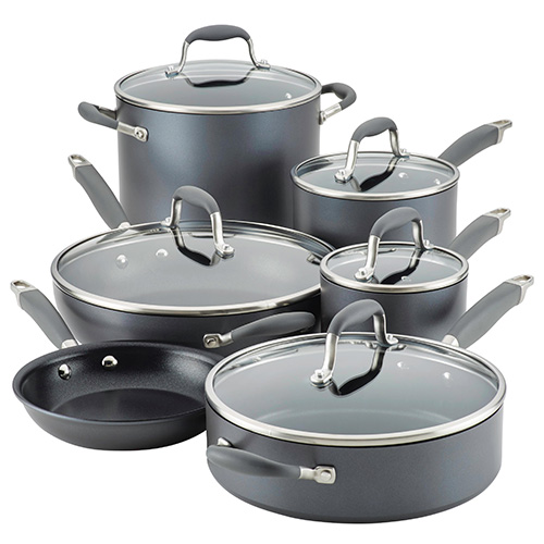 Advanced Home 11pc Hard Anodized Nonstick Cookware Set, Moonstone