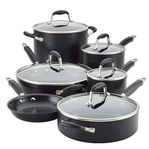 Advanced Home 11pc Hard Anodized Nonstick Cookware Set, Onyx