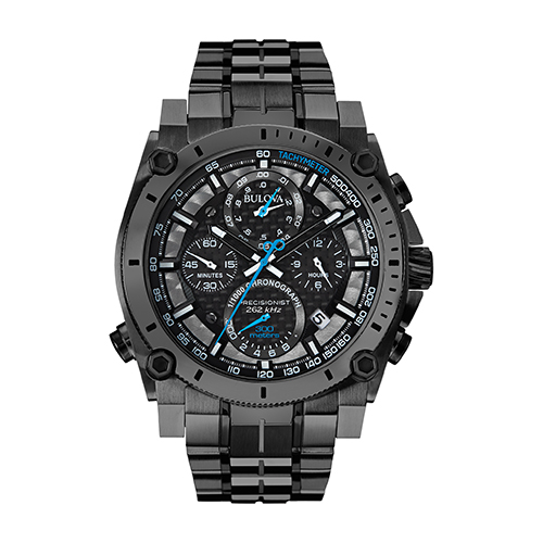 Mens Precisionist Black Stainless Steel Watch, Black Dial
