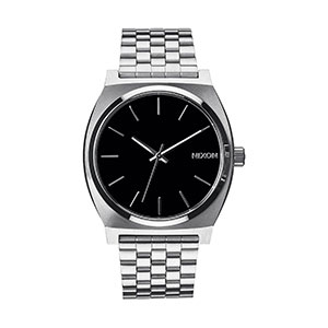 Men's Time Teller Silver-Tone Stainless Steel Watch, Black Dial