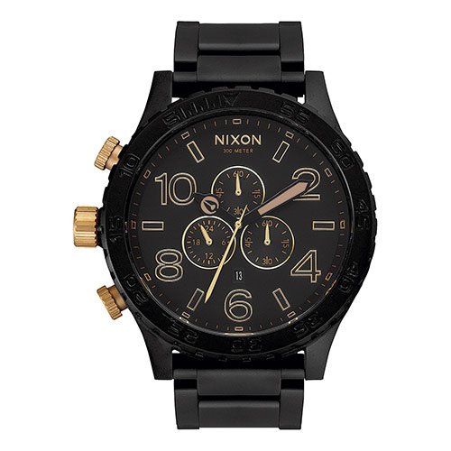 Mens 51-30 Chrono Gold & Matte Black Stainless Steel Watch, Black Dial