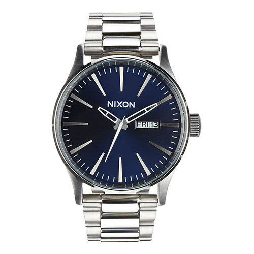 Mens Sentry Stainless Steel Watch, Blue Dial