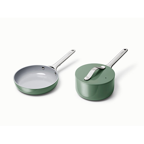 Nonstick Ceramic Minis Duo Cookware Set - Fry Pan & Saucepan, Sage