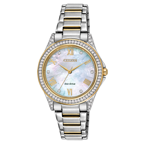 Ladies POV Eco-Drive Two-Tone Watch, Mother-of-Pearl Dial