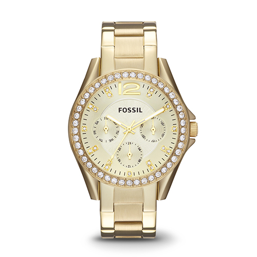 Ladies Riley Gold-Tone Multifunction Watch, Champagne Dial
