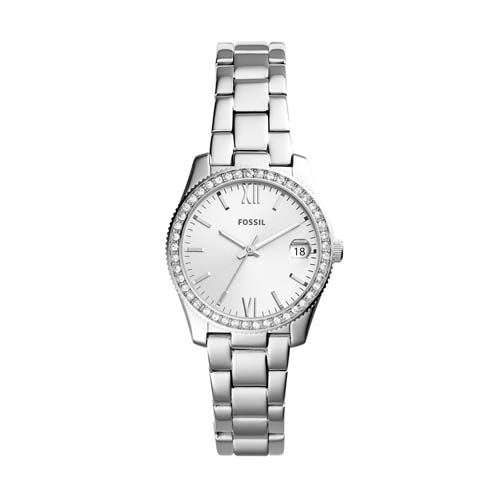 Ladies Scarlette Mini Silver Crystal Watch, Silver Dial