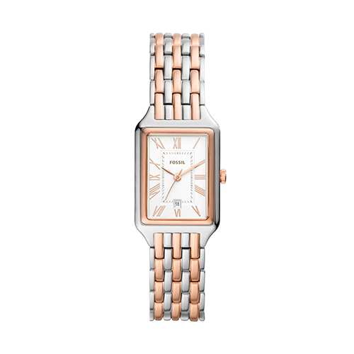 Ladies' Raquel 2-Tone Rectangular Stainless Steel Watch, Silver Dial