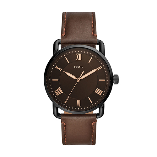 Mens Copeland Brown Leather Strap Watch, Brown Dial
