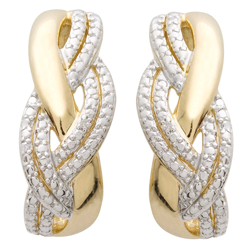 Twist Diamond Earrings with 14k Yellow Gold