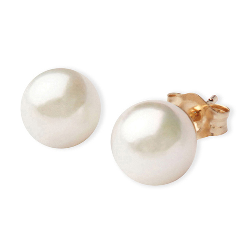 Pearl Earrings, 6mm - White