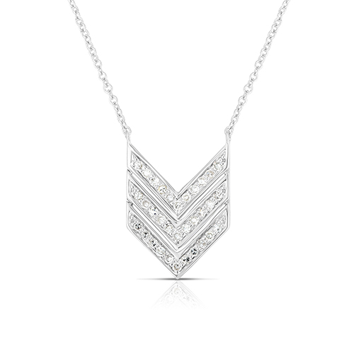 Diamond Sterling Silver Triple V Necklace
