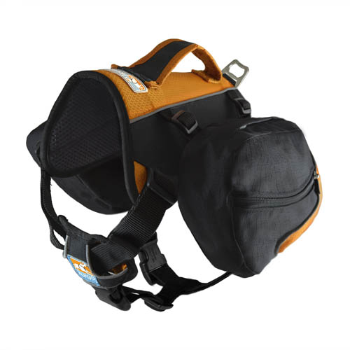Baxter Backpack for Dogs 30-85lbs, Black/Orange