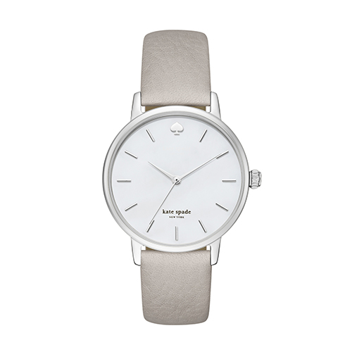 Ladies' Metro Gray Leather Strap Watch, Mother-of-Pearl Dial