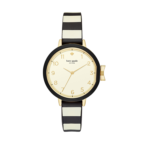 Ladies Park Row Black & Cream Silicone Watch, Cream Dial