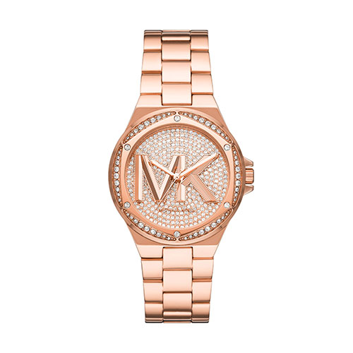 Ladies Lennox Rose Gold-Tone Stainless Steel Crystal Watch, Pave Crystal Dial