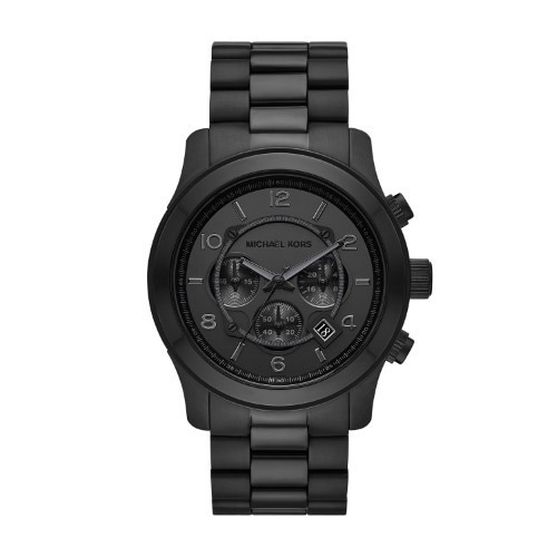 Men's Oversized Runway Chronograph Black Stainles Steel Watch, Black Dial