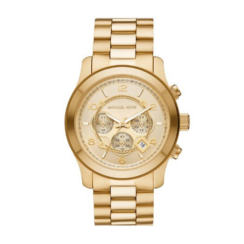 Men's Oversized Runway Chronograph Gold-Tone Stainles Steel Watch, Gold Dial