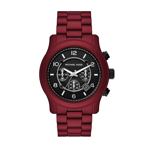 Men's Runway Chronograph Red Stainless Steel Watch, Black Dial