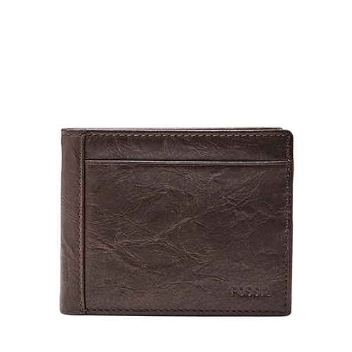 Mens Neel Flip ID Bifold Leather Wallet, Brown