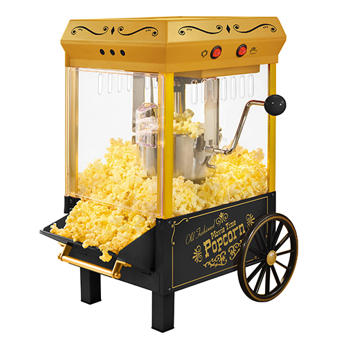 Vintage Style Table Top Kettle Popcorn Machine, Black/Gold