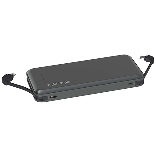 Power+Cables Rechargeable 10000mAh Power Bank w/ Built-in Cables