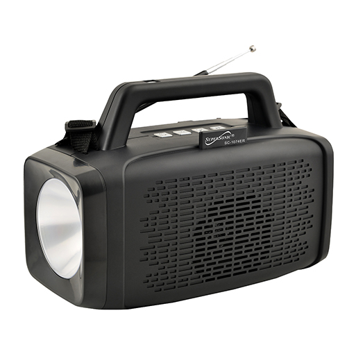 Emergency Solar Power Speaker w/ FM Radio & LED Flashlight