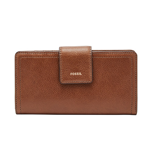 Logan Leather RFID Tab Clutch Wallet, Brown