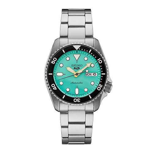 Men's Seiko 5 Sports SKX Mid-Size Silver-Tone Stainless Steel Watch, Green Dial