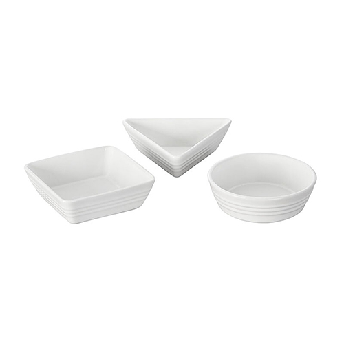 3pc Stoneware Serving/Tapas Dish Set, White