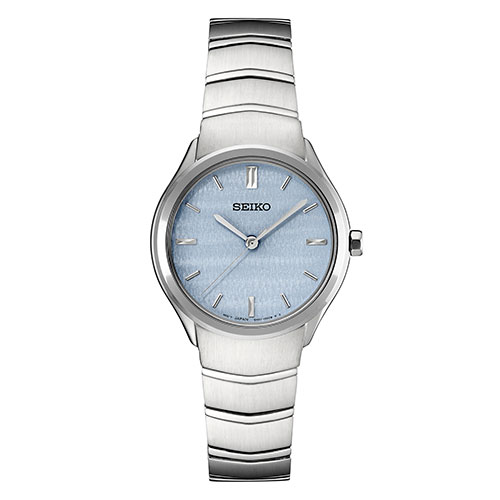 Ladies' Essential Silver-Tone Stainless Steel Watch, Pale Blue Dial