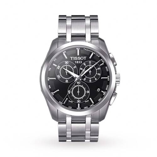 Men's Couturier Chronograph Gray Stainless Steel Watch, Black Dial